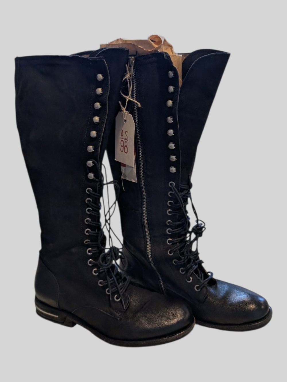 A.S.98 RARE Women's Black Lace-Up Trille Knee Boots EU 40